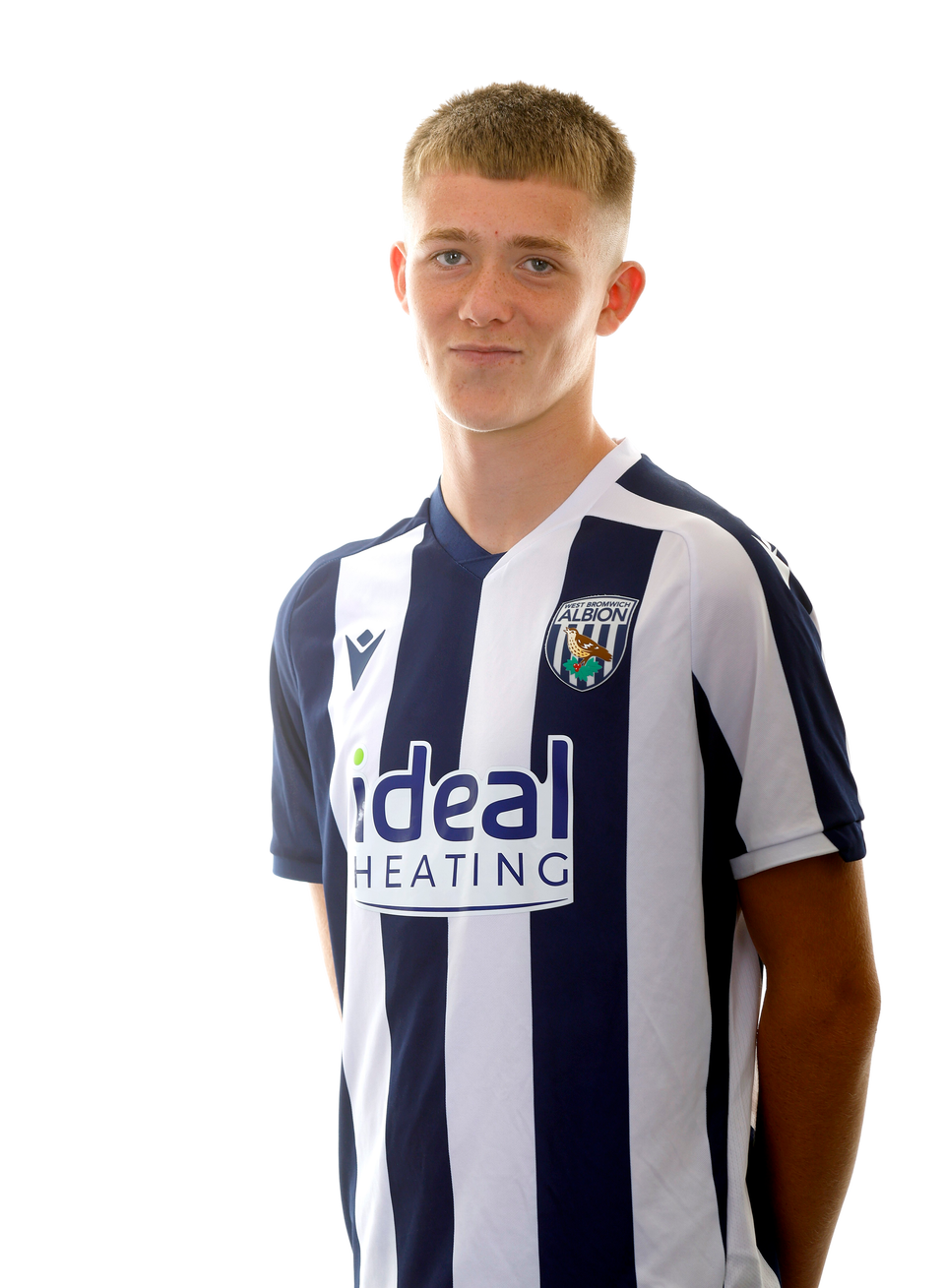 A photo of Albion U18 midfielder Ryan Colesby in the 2025/26 home kit