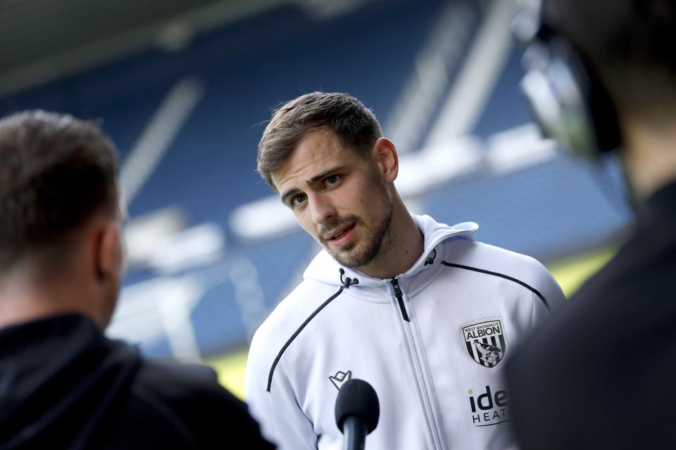 Jayson Molumby is interviewed by WBA TV after the Rayo Vallecano game