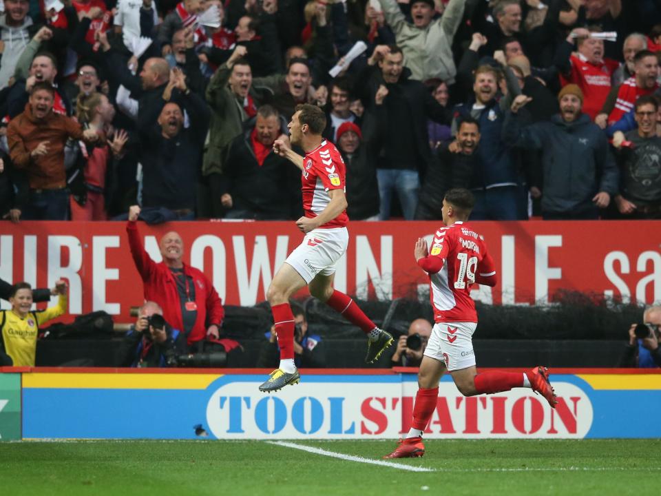 A photo of Krystian Bielik celebrating a goal for former club Charlton 