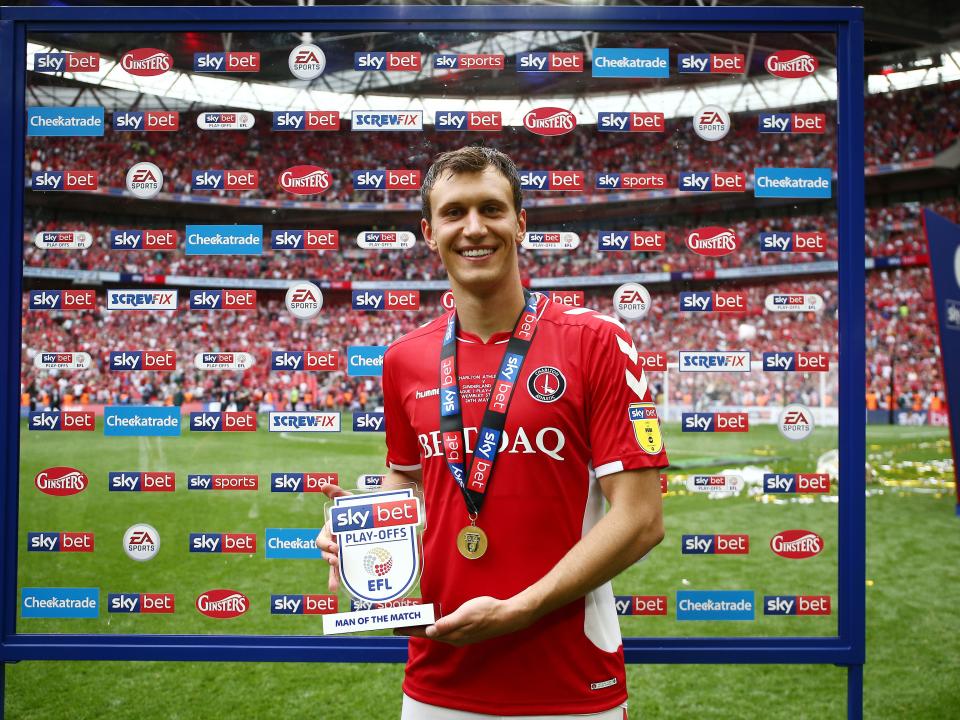 A photo of Krystian Bielik with the man of the match award for former club Charlton
