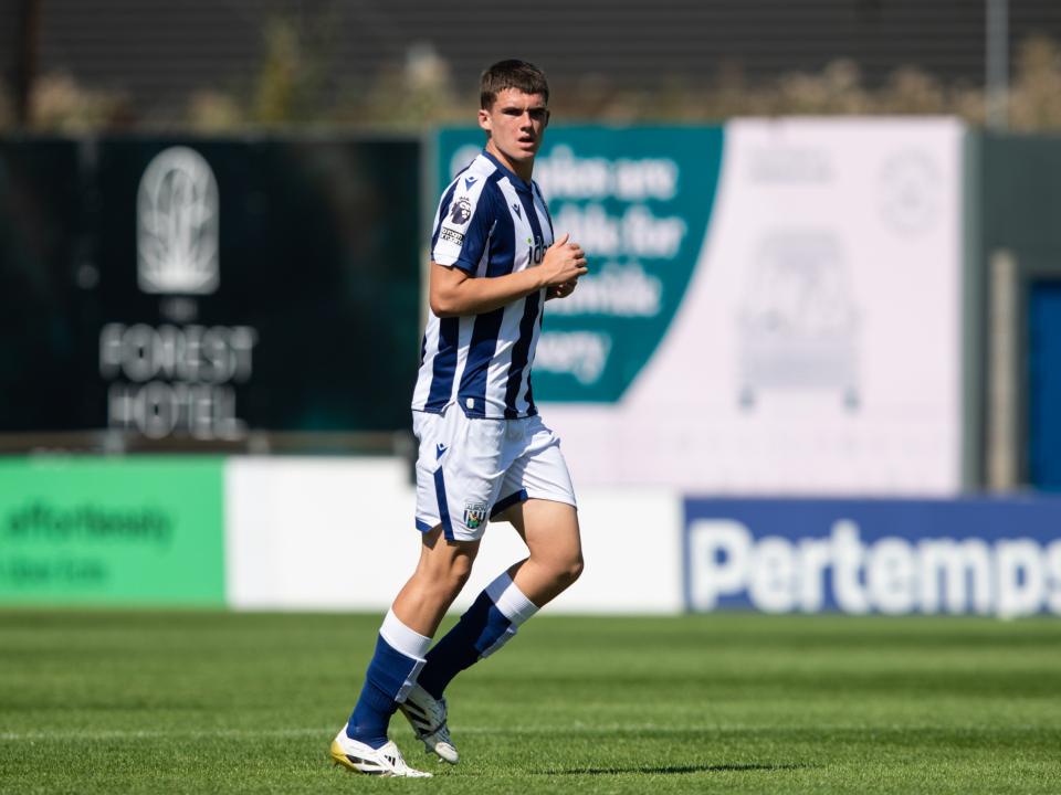 A photo of Albion U21 midfielder Matt Crowther in the 2025/26 home kit