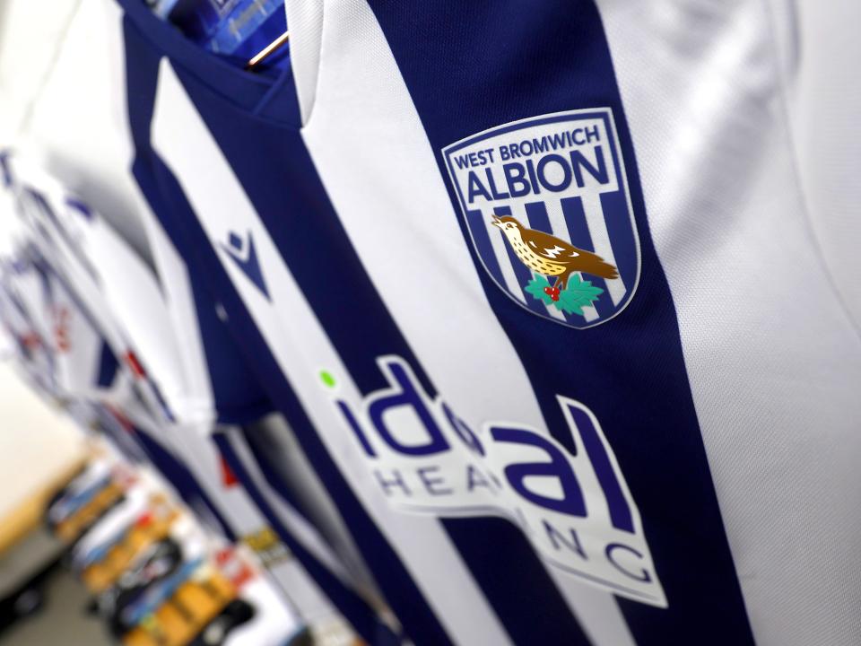 A close up shot of Albion's home shirt 