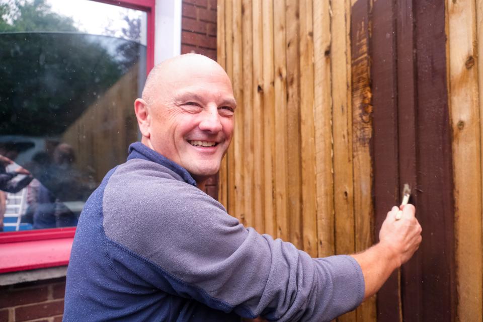 Paul painting at Mayfield School.