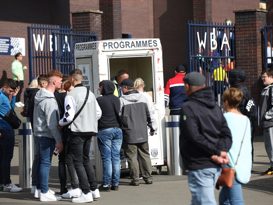A photo of a programme stall outside The Hawthorns
