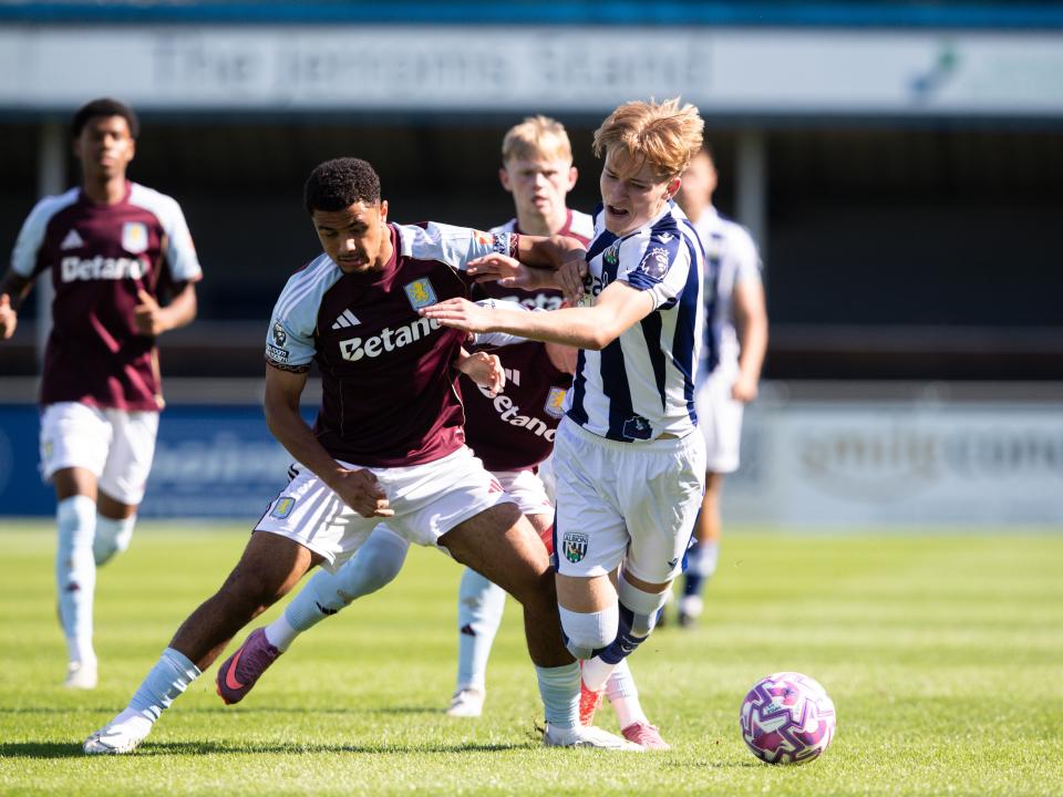 A photo of Albion U21 winger Ollie Bostock in the 2025/26 home kit