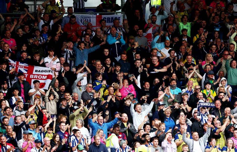 A general view of Albion fans at a game cheering