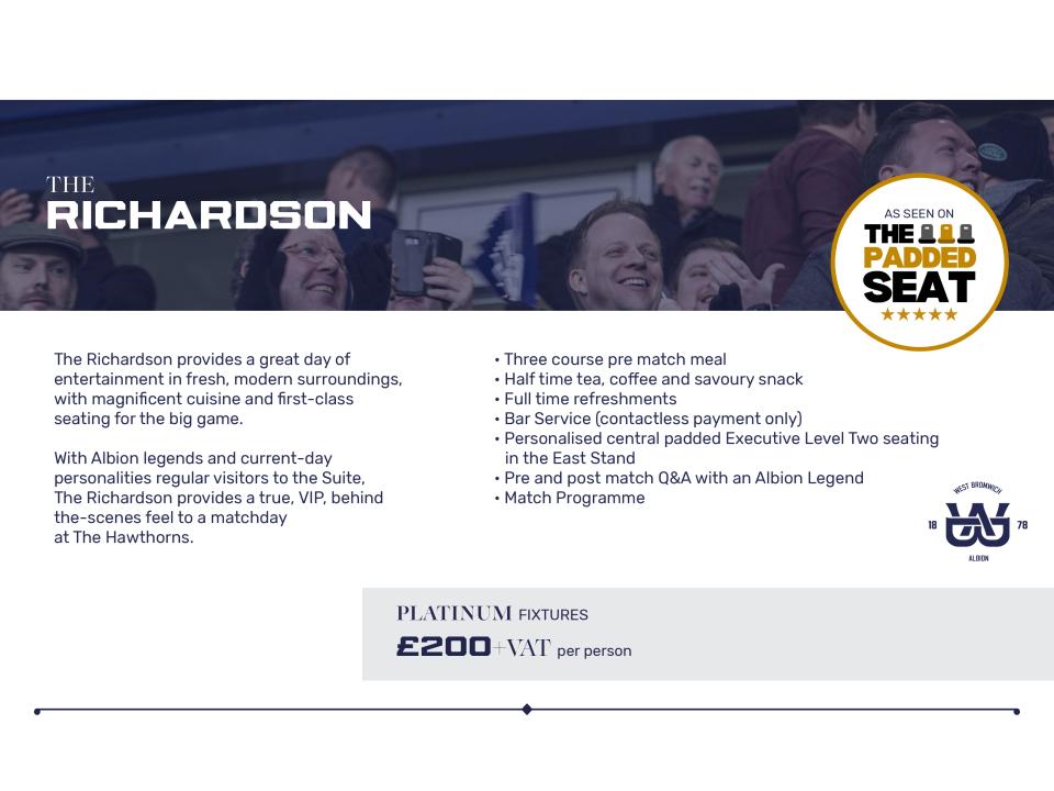 A graphic displaying hospitality information for The Richardson Suite 