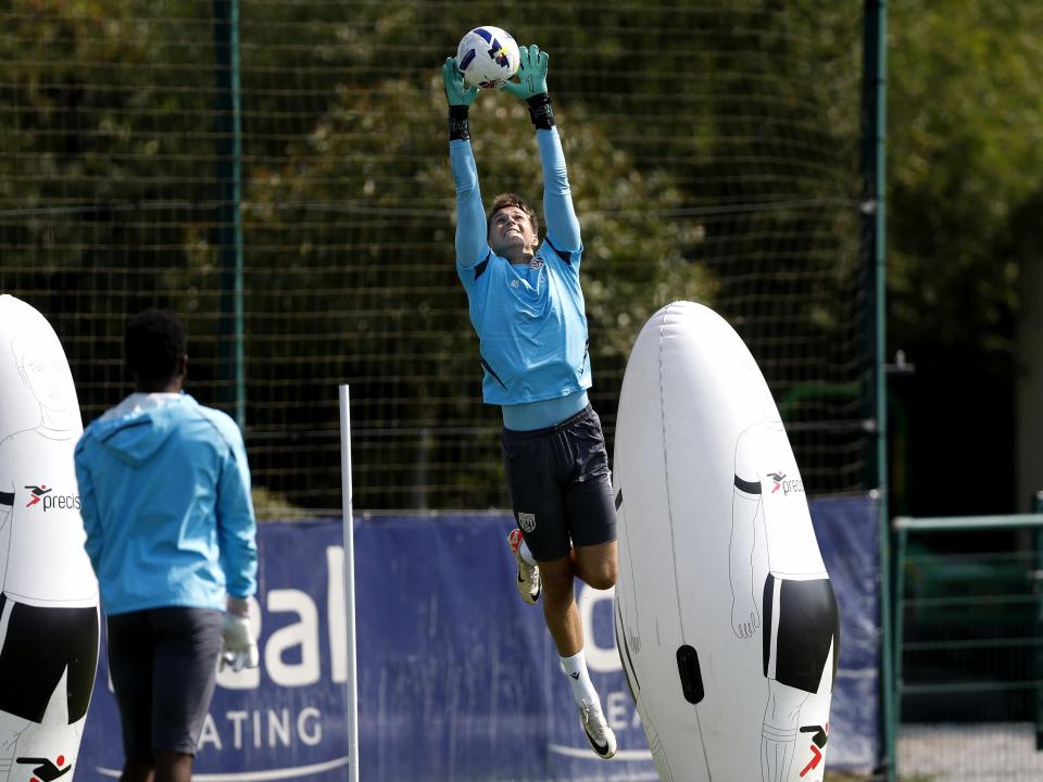 A photo of Albion U21 goalkeeper Joe Wallis in training 