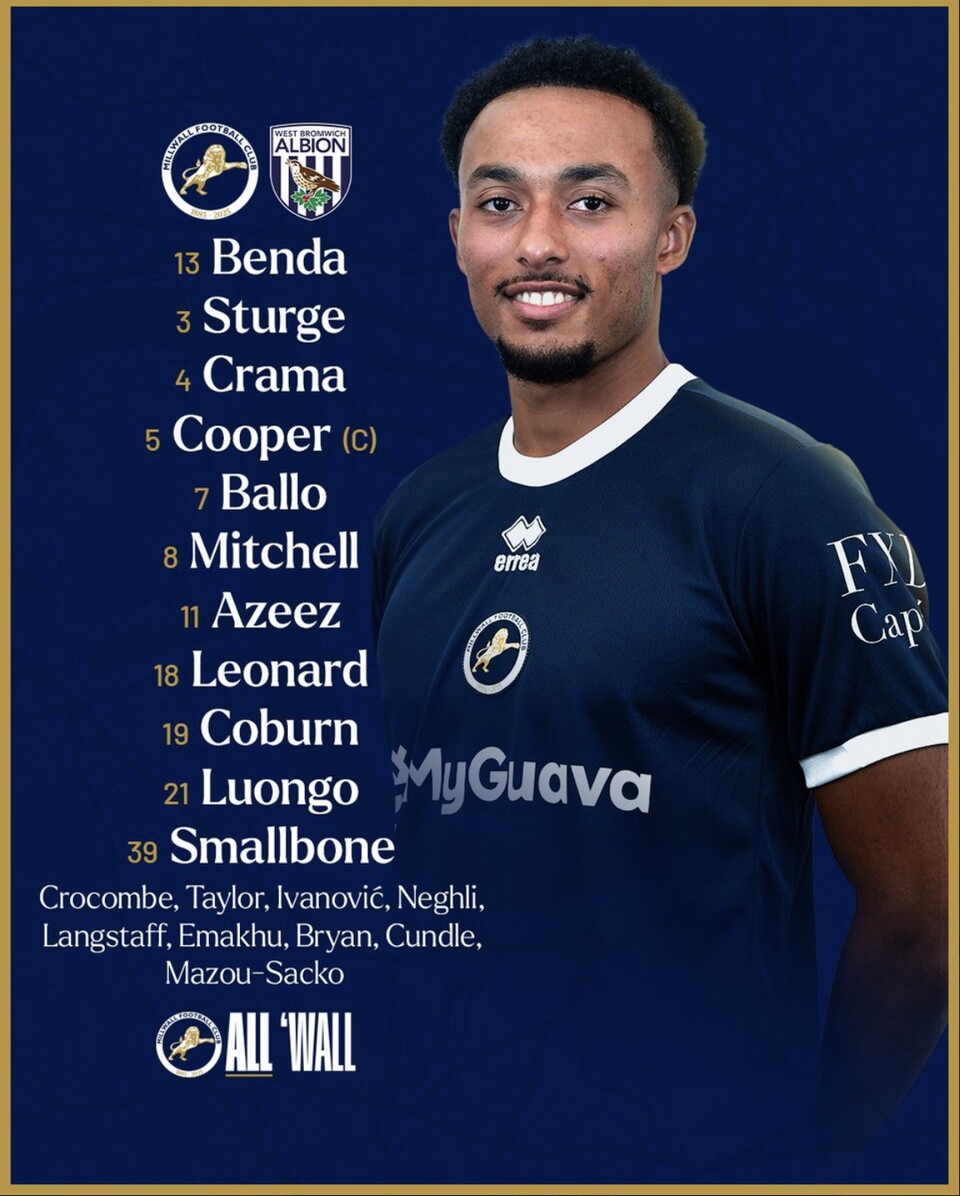 A graphic of Millwall's starting XI