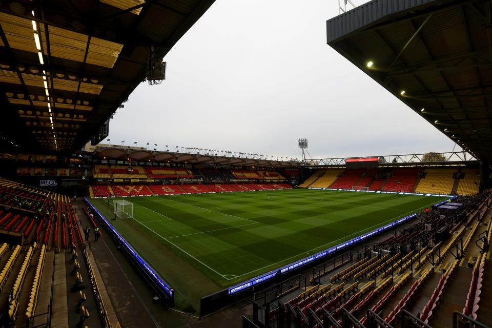 A photo of Vicarage Road. 