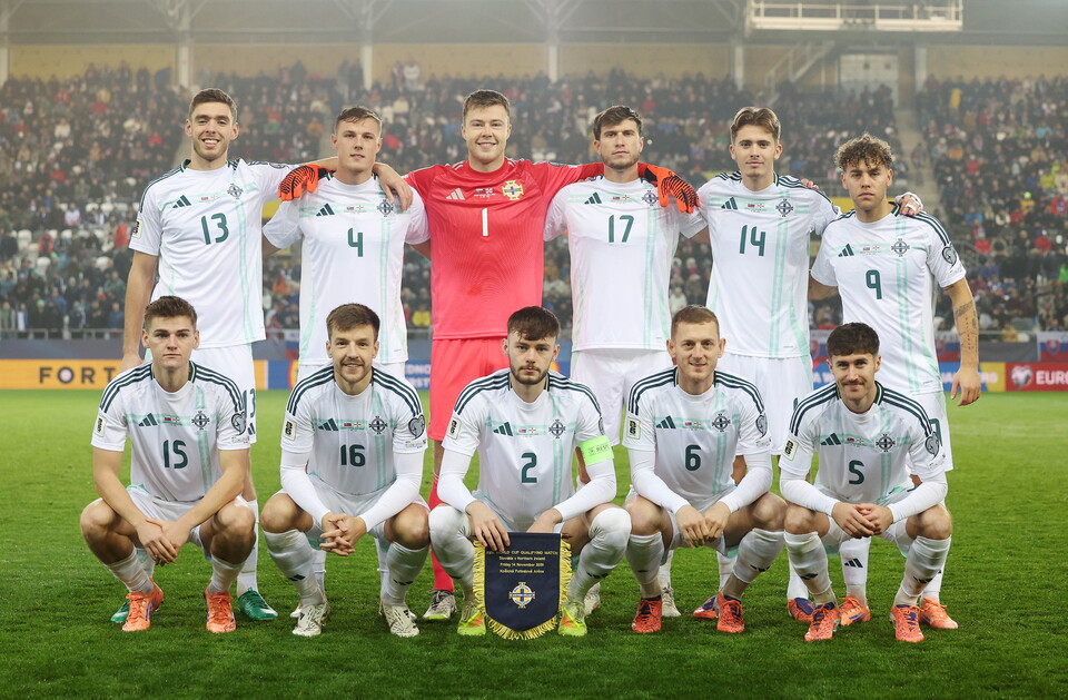 Northern Ireland lining-up against Slovakia.