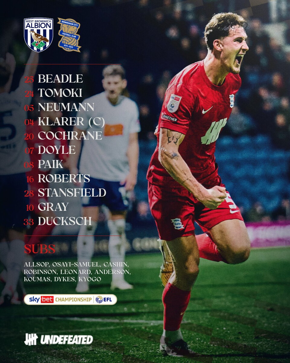 A graphic of Blues Team Sheet 