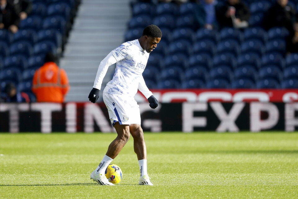 A photo of Josh Maja warming up 