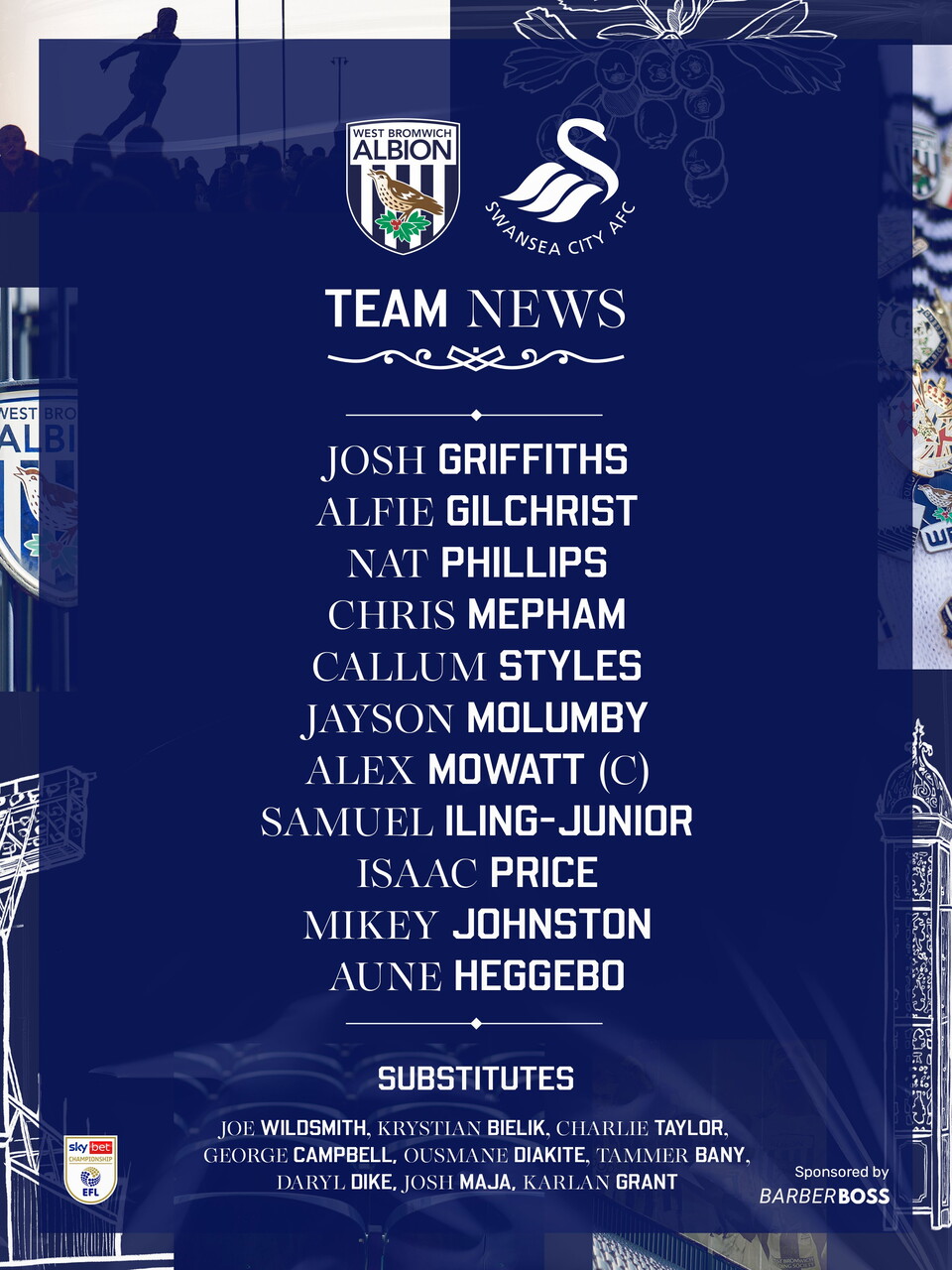A photo of our team sheet graphic 