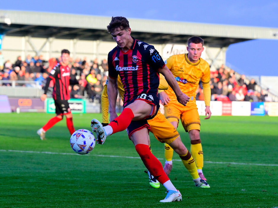 A photo of Cole Deeming in action for loan club Truro City