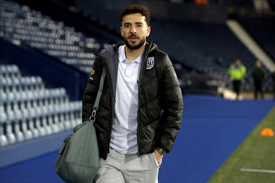 Mikey Johnston arrives at The Hawthorns.