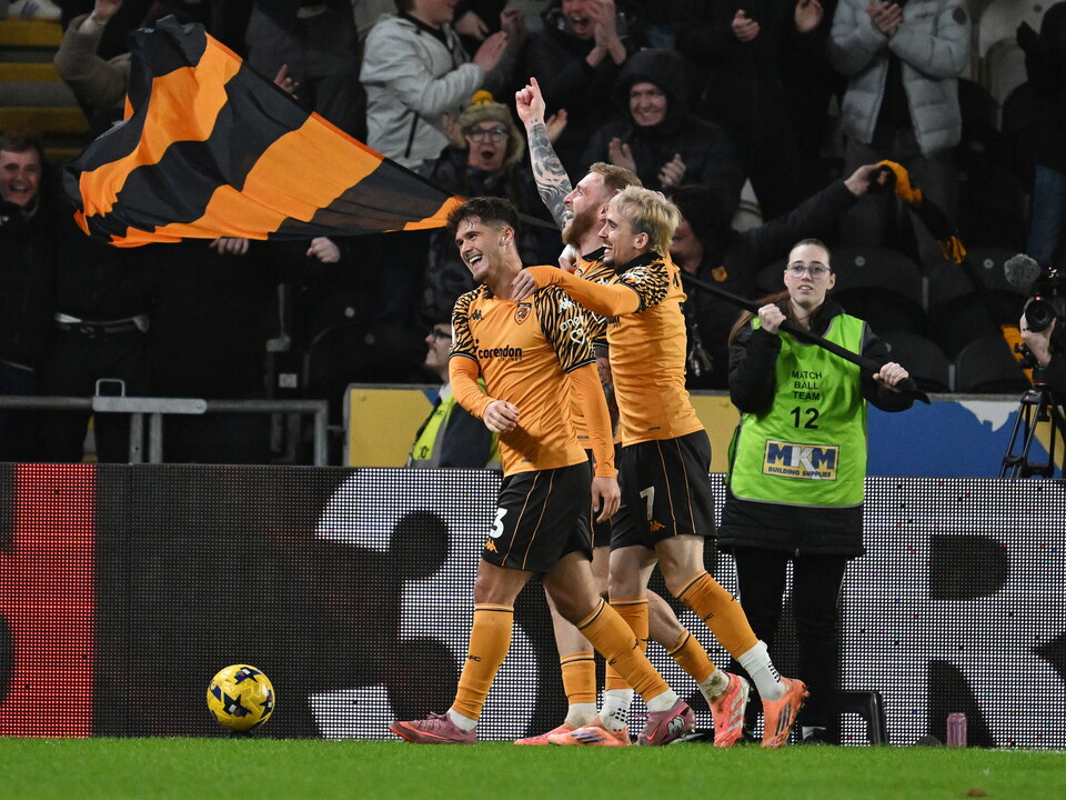An image of Hull City celebrating a goal