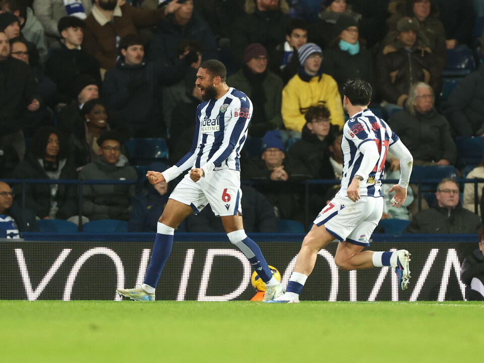 An image of George Campbell celebrating his goal against QPR