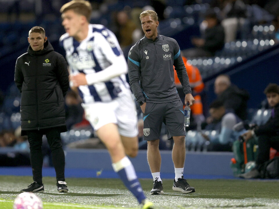 Leigh Downing coaching Albion U21s.