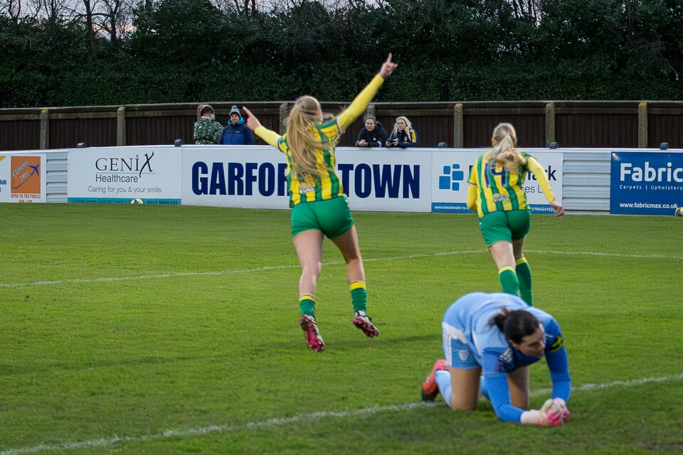 Albion celebrate Ellie May's goal.