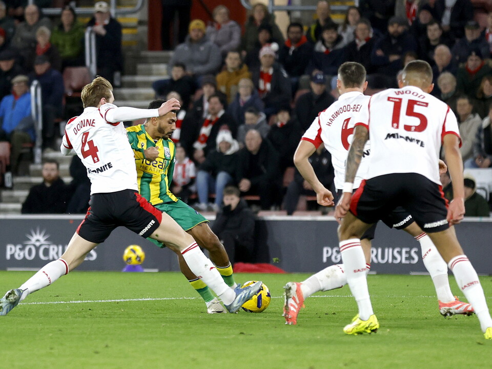 An image of Karlan Grant scoring against Southampton