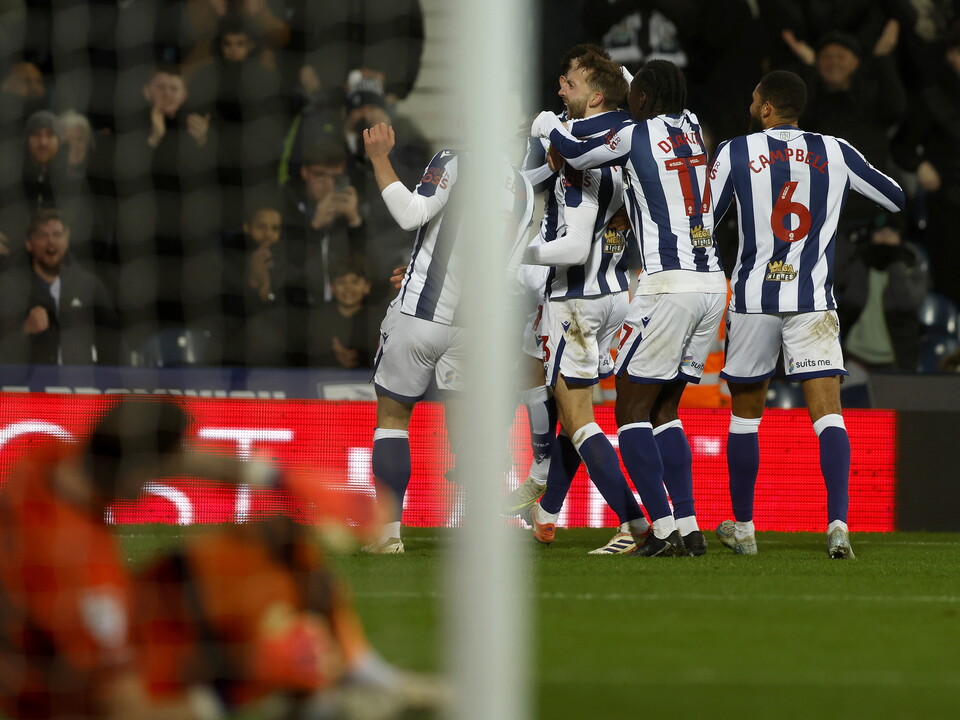 An image of Albion celebrating a goal against QPR