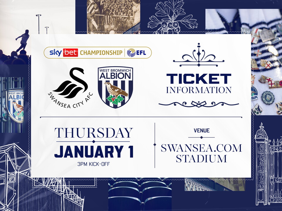 A ticket graphic displaying information for Albion's game against Swansea