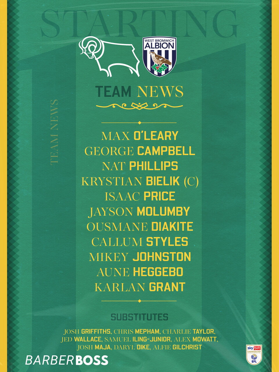 Albion line-up for Derby