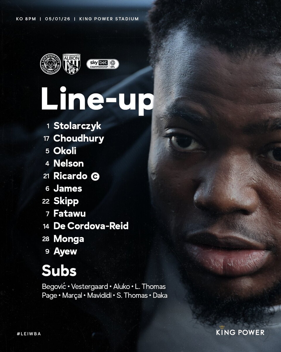 Leicester's team to face Albion.