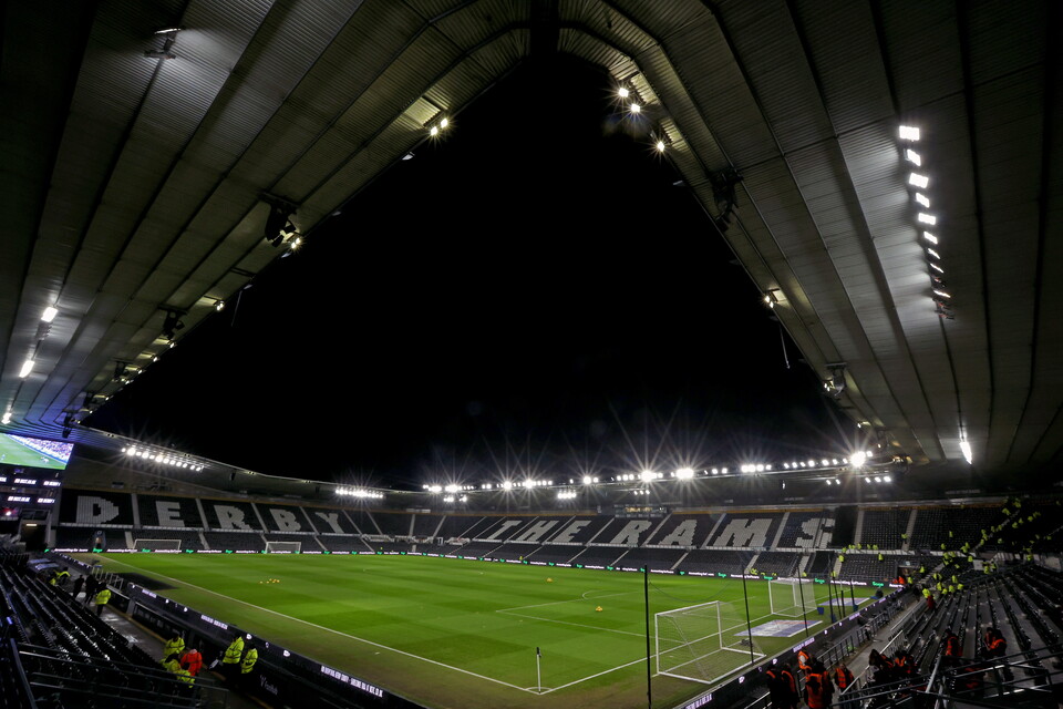 A general view inside Pride Park stadium.