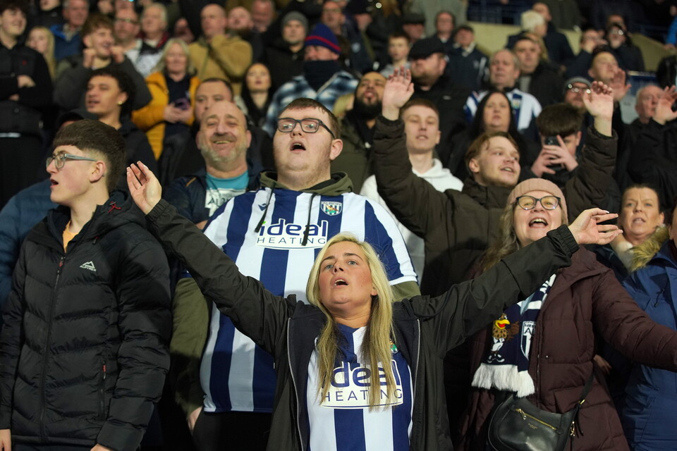 Albion fans celebrate George Campbell's goal