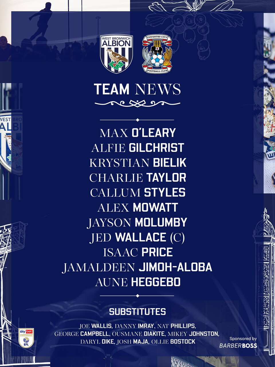 Albion line-up vs Coventry