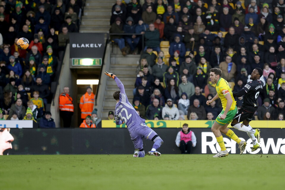 Josh Maja scores at Carrow Road
