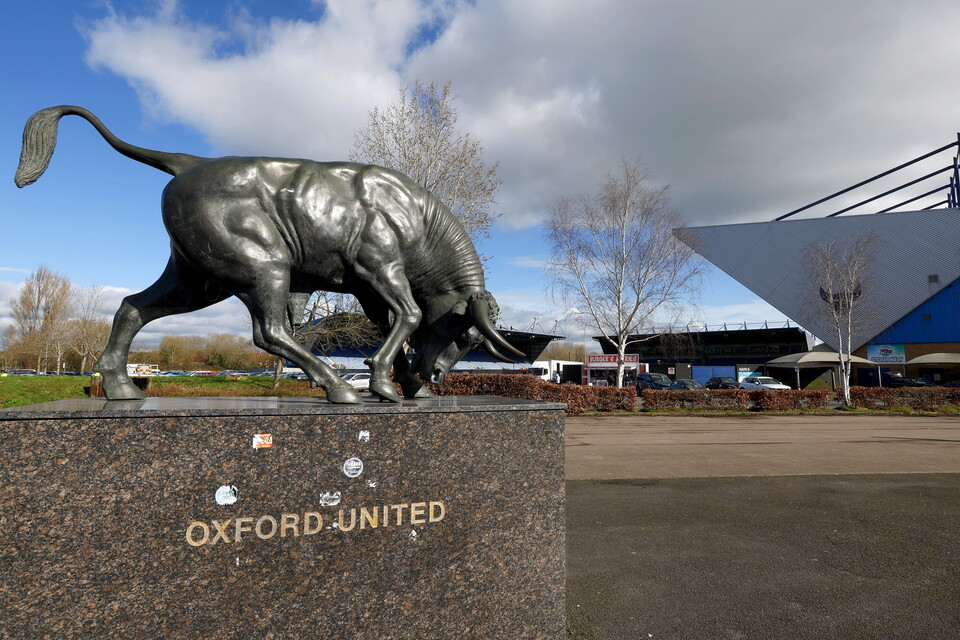 An Ox statue outside the Kassam Stadium