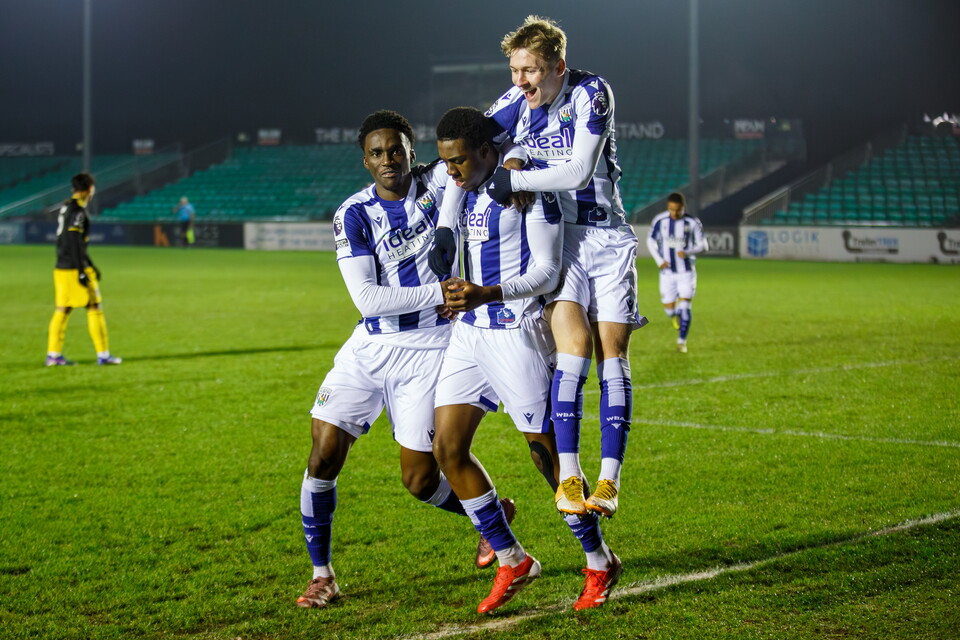 Albion U21s celebrating against Manchester United.