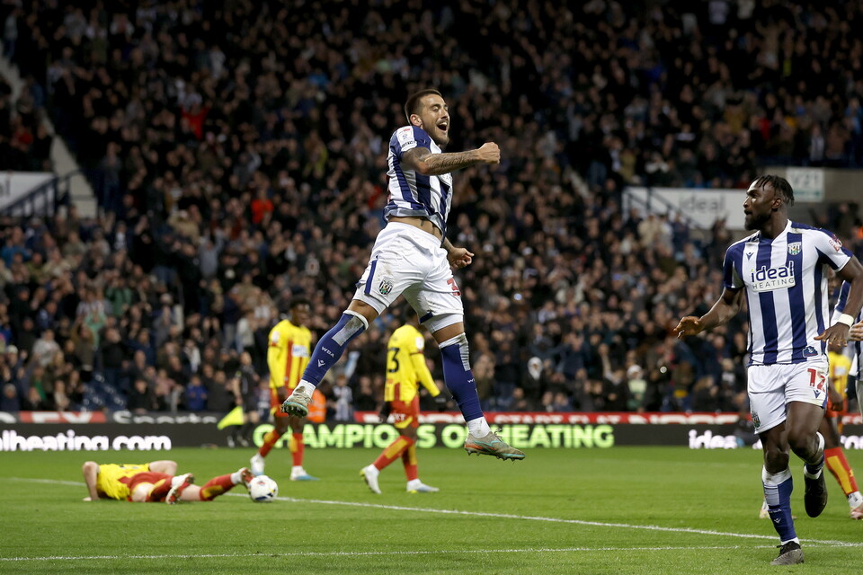 Danny Imray celebrates his goal against Watford