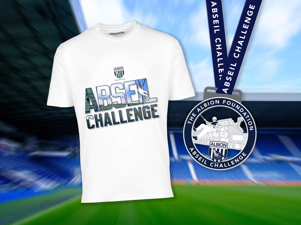 Mock up of T-shirt and medal with the Birmingham Rd Stand in the background.