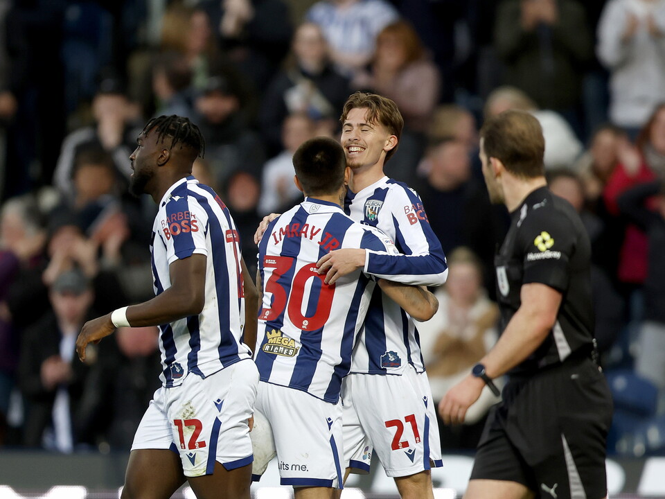 Isaac Price celebrates his goal against Watford with Danny Imray 