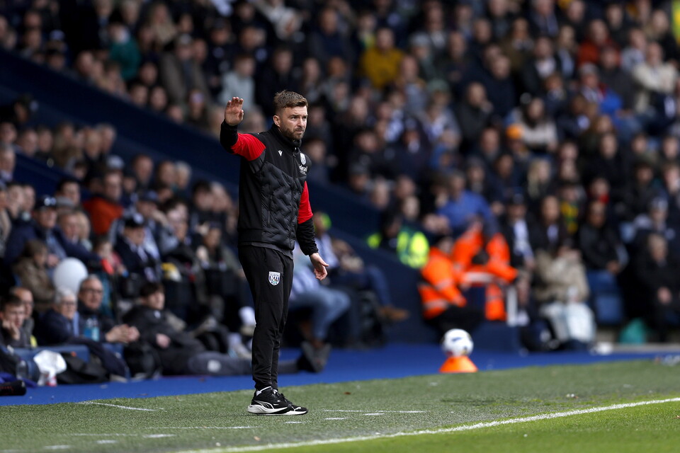 James Morrison on the side of the pitch at The Hawthorns during a game against Wrexham