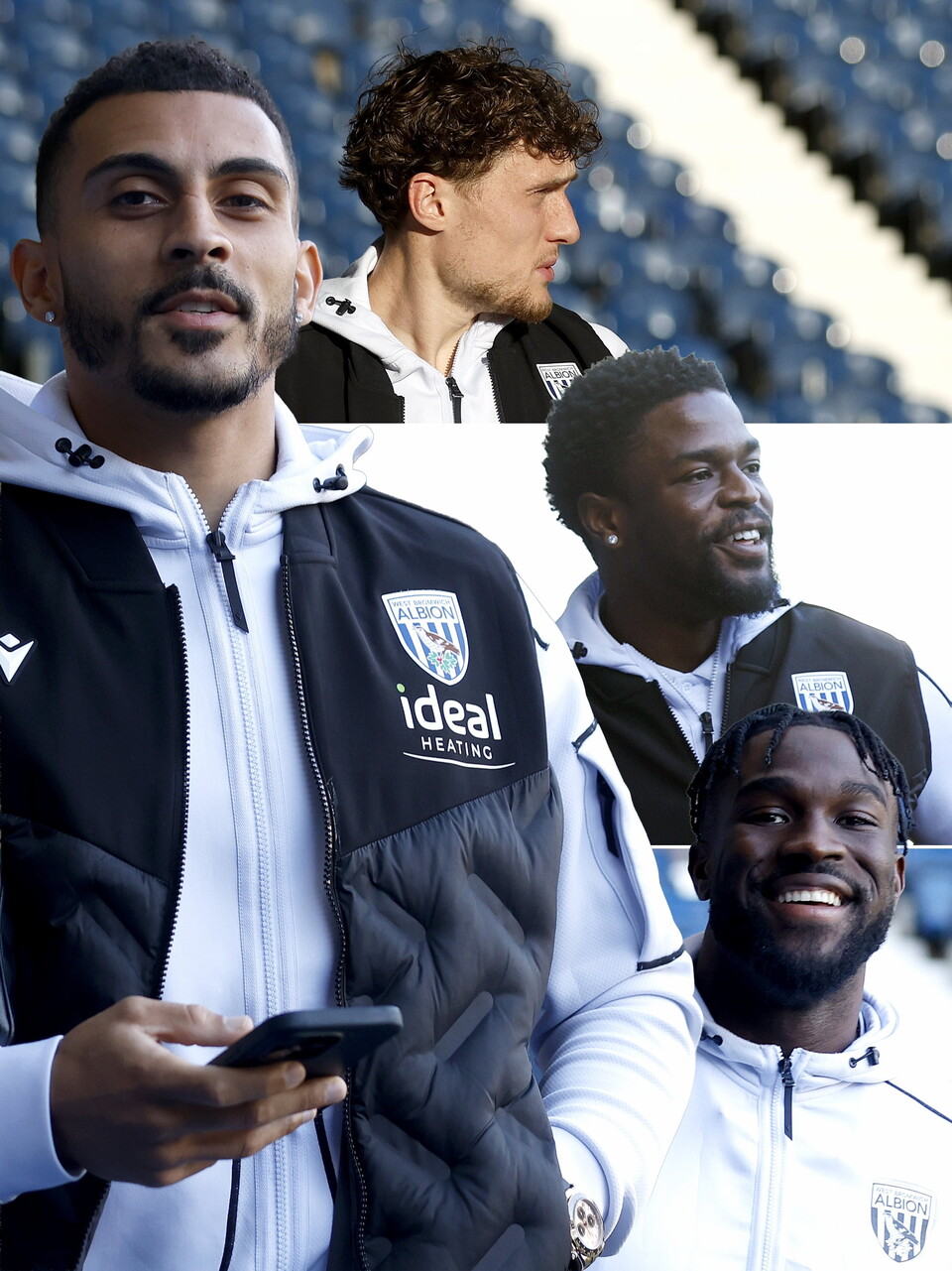Karlan Grant, Callum Styles, Josh Maja and Daryl Dike arrive at The Hawthorns