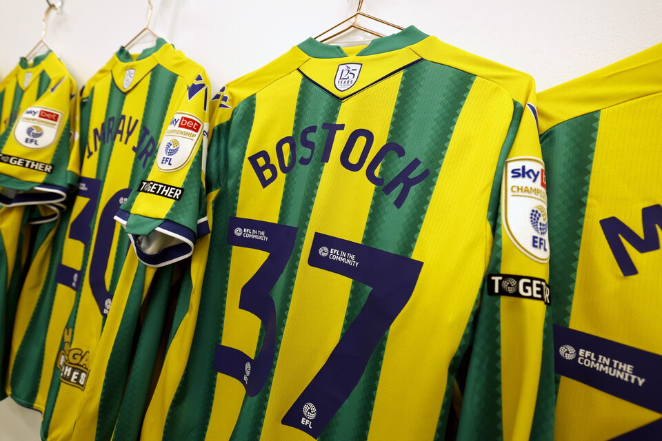 Ollie Bostock's shirt hanging up in the dressing room at Sheffield Wednesday