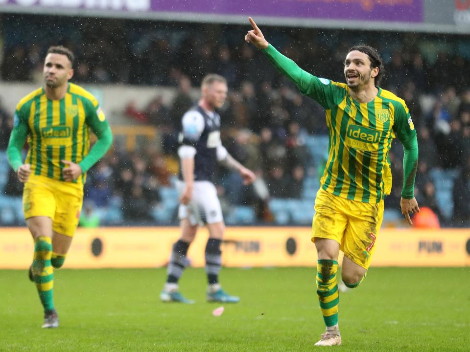 Filip Krovinović celebrates his goal at Millwall