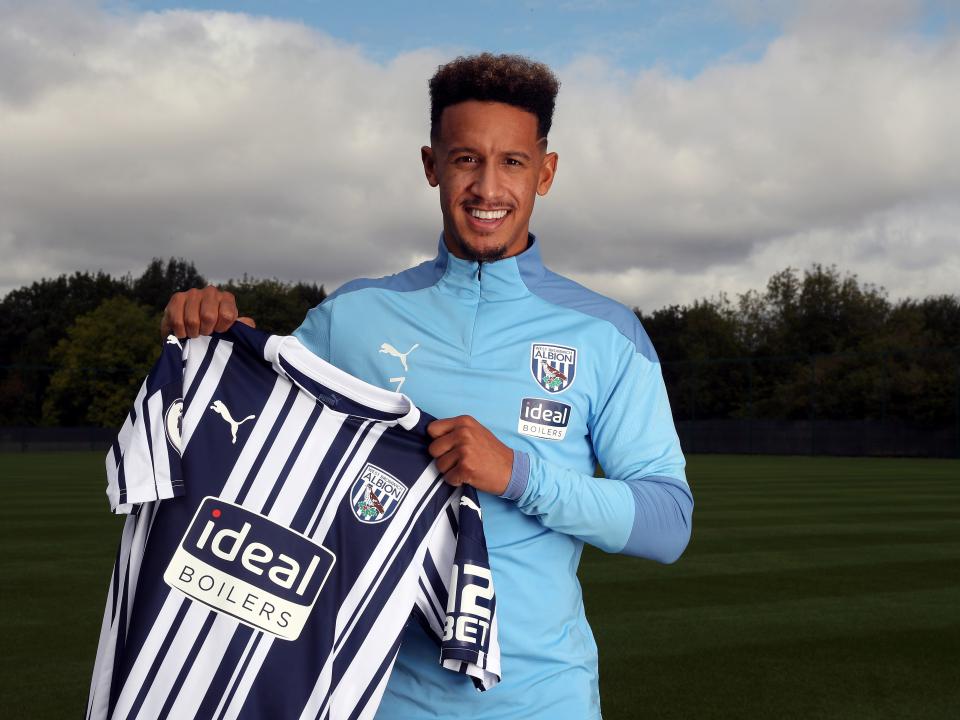 Callum Robinson poses for pictures after joining the Baggies permanently