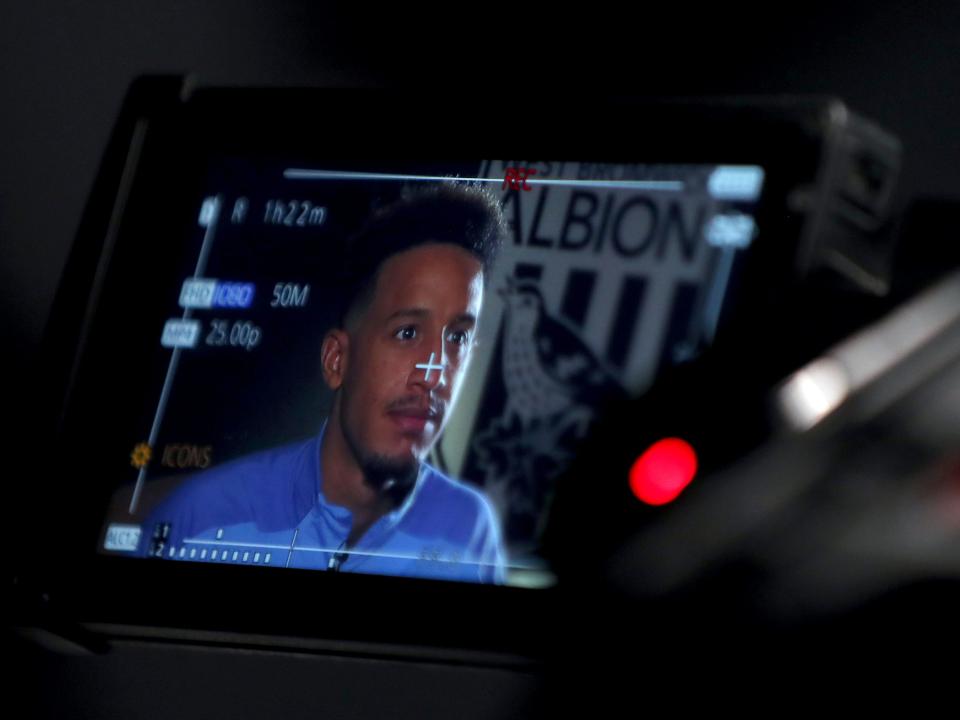 Callum Robinson in front of camera