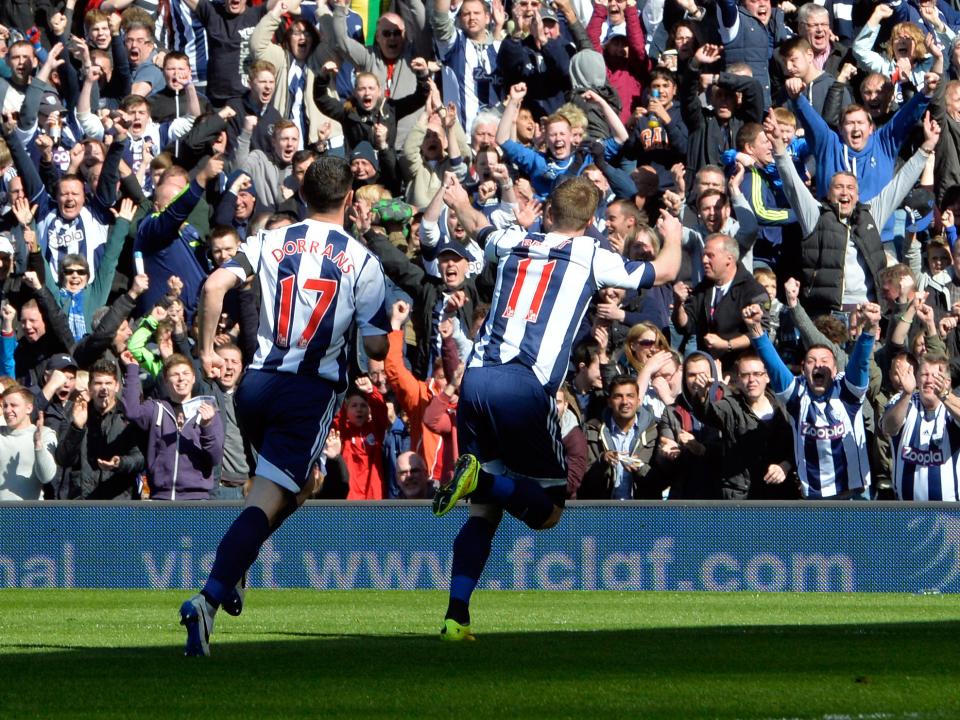 Chris Brunt celebrates