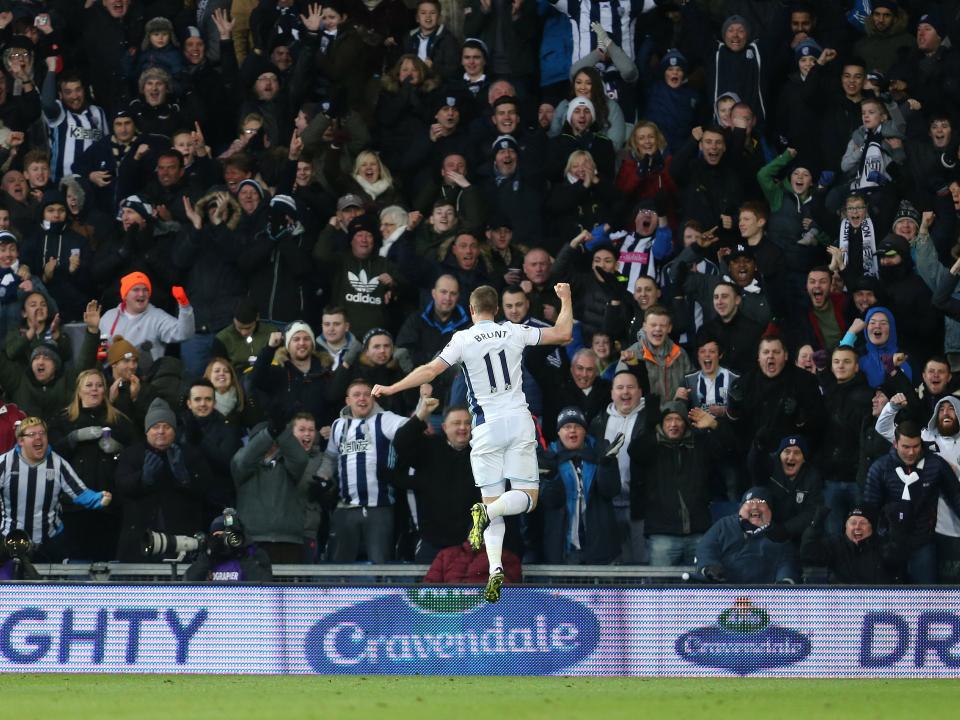 Chris Brunt celebrates