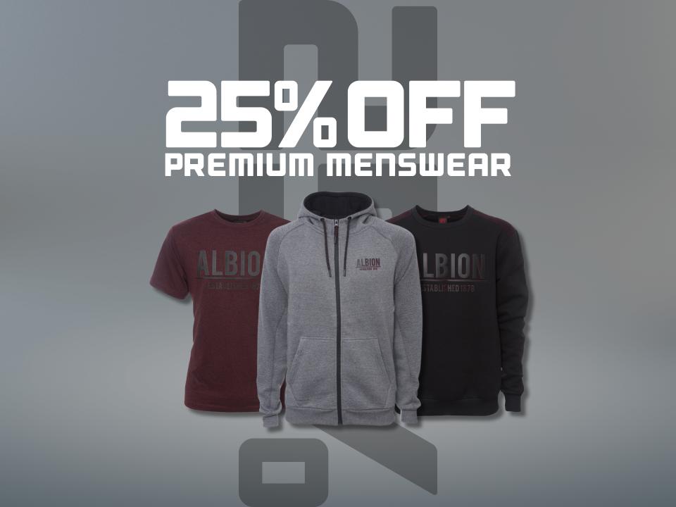 25% Off Premium Menswear
