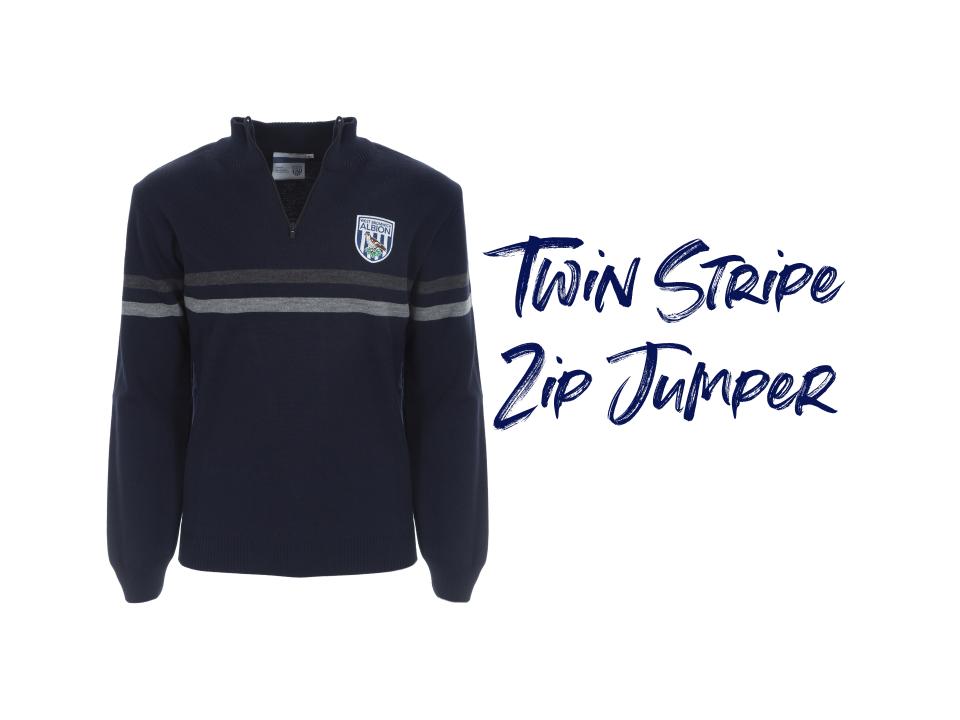 Twin Stripe Zip Jumper