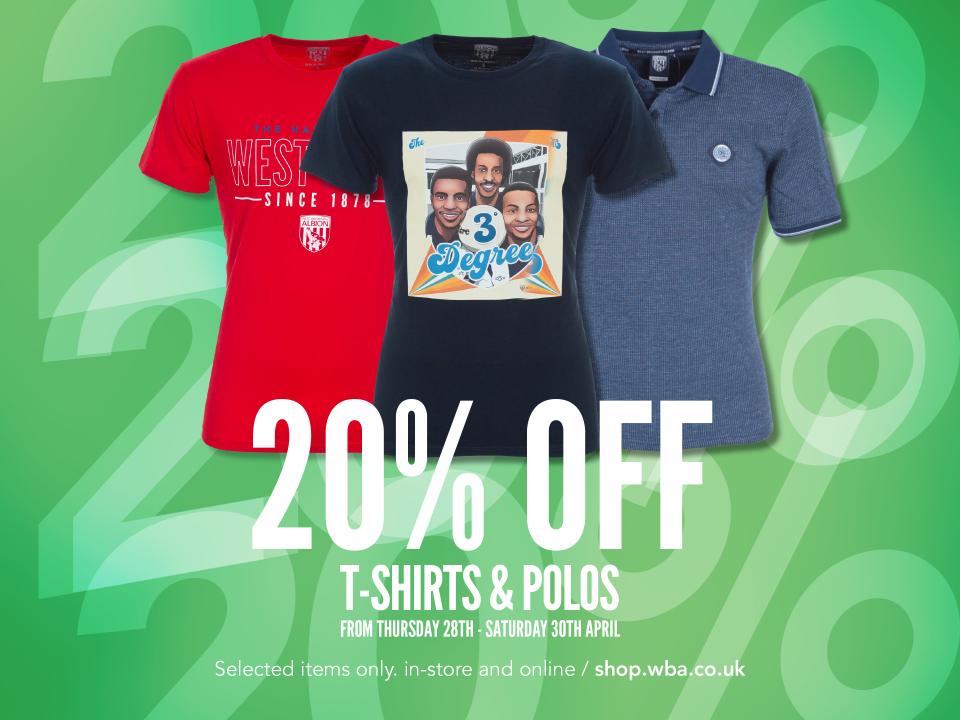 20% off T-Shirts and Polos
