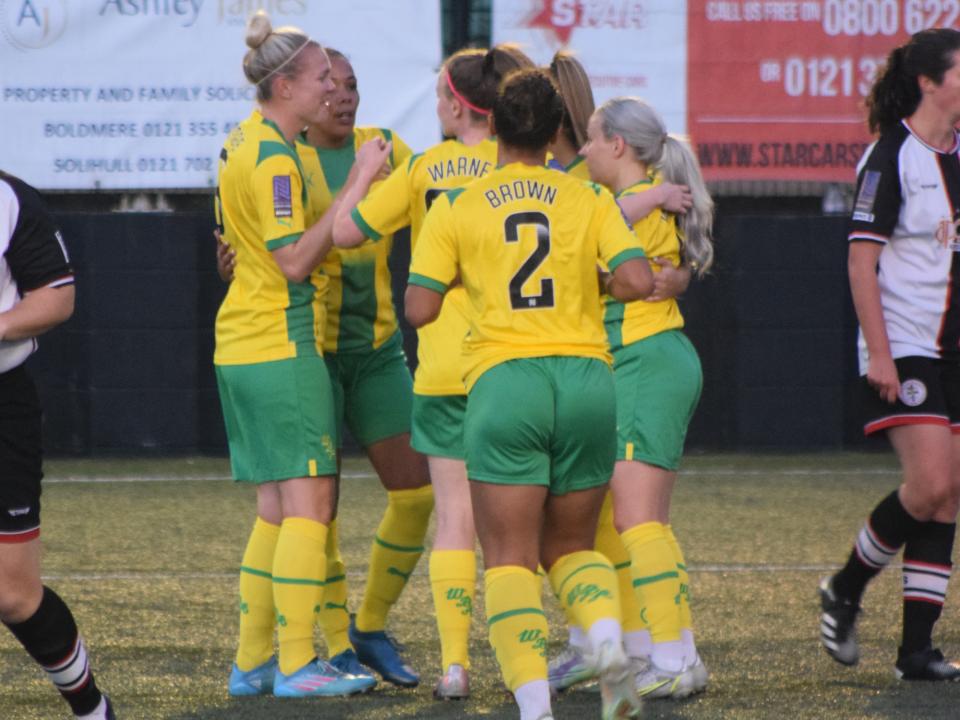 Albion Women celebrate a goal against Boldmere